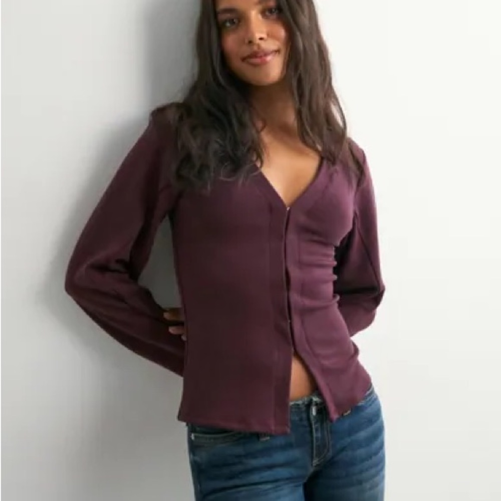 Nelly burgundy Long Sleeve Cardigan